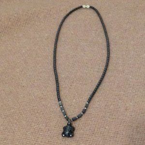 Hematite Necklace with Turtle Pendant